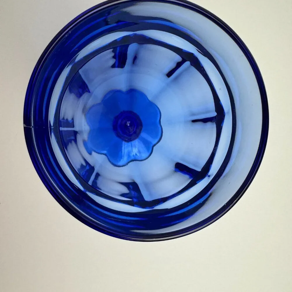 Vintage Blue Cobalt Wine Glass Goblet USA